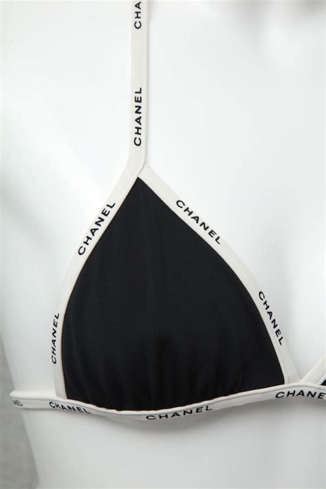 chanel black and white swimsuit